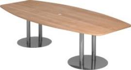 Konferenztisch Säulenfuß Chrom 2800x1300/850x740 Nussbaum Produktbild