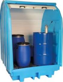 PE-Gefahrstoffdepot für Kleingebinde oder 4x220 Liter Fässer mit Rolltor, 250 Liter Produktbild