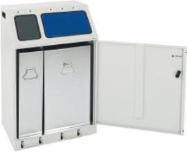 Wertstoffsammler mi Fußbedienung 580x380x920, RAL 7035 1x30, 1x60l Produktbild
