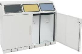 Wertstoffsammler mi Fußbedienung 1180x380x920, RAL 7035 3x70l Produktbild