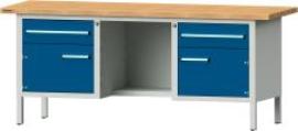 Format Kastenwerkbank B2000xT700xH840mm RAL 7035/5010 BMP: 40 mm 2 Schubladen, 2 Türen Produktbild