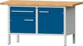Format Kastenwerkbank B1500xT700xH840mm RAL 7035/5010 BMP: 40 mm 1 Schubladen, 2 Türen Produktbild