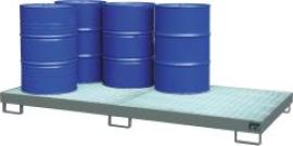 Auffangwanne mit geraden Wänden mit Gitterrost, 240 ltr. 2650x1300x210mm, RAL7005 Produktbild