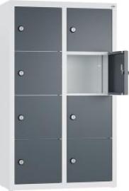 Kleingefachschrank B460xT200xH770 mm RAL7035/7016,wandhangend 2x4 Fächer Produktbild