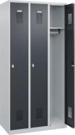 Garderobenschrank BASIC B900xT500xH1850 mm RAL 7035/7016, 3 Abteile Produktbild