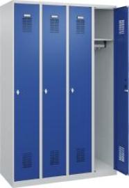 Garderobenschrank BASIC B1200xT500xH1850 mm RAL 7035/5010, 4 Abteile Produktbild