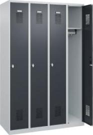 Garderobenschrank BASIC B1200xT500xH1850 mm RAL 7035/7016, 4 Abteile Produktbild