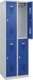 Garderobenschrank BASIC B600xT500xH1850 mm RAL 7035/5010, 2x2Abteile Produktbild