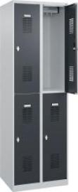 Garderobenschrank BASIC B600xT500xH1850 mm RAL 7035/7016, 2x2Abteile Produktbild