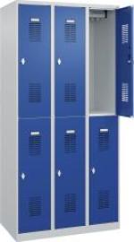 Garderobenschrank BASIC B900xT500xH1850 mm RAL 7035/5010, 3x2Abteile Produktbild