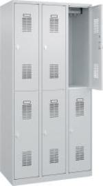 Garderobenschrank BASIC B900xT500xH1850 mm RAL 7035/7035, 3x2Abteile Produktbild