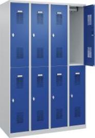 Garderobenschrank BASIC B1200xT500xH1850 mm RAL 7035/5010, 4x2Abteile Produktbild