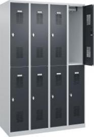 Garderobenschrank BASIC B1200xT500xH1850 mm RAL 7035/7016, 4x2Abteile Produktbild