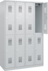 Garderobenschrank BASIC B1200xT500xH1850 mm RAL 7035/7035, 4x2Abteile Produktbild