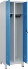 S/W-Gard.-Schrank CLASSICB600xT500xH1950 mm RAL 7035/5012, 2 Abteile mit 100 mm hohen Füßen Produktbild