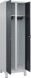 S/W-Gard.-Schrank CLASSICB600xT500xH1950 mm RAL 7035/7016, 2 Abteile mit 100 mm hohen Füßen Produktbild