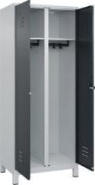 S/W-Gard.-Schrank CLASSICB800xT500xH1950 mm RAL 7035/7016, 2 Abteile mit 100 mm hohen Füßen Produktbild
