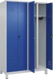 S/W-Gard.-Schrank CLASSICB1200xT500xH1950 mm RAL 7035/5010, 4 Abteile mit 100 mm hohen Füßen Produktbild