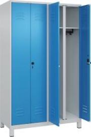 S/W-Gard.-Schrank CLASSICB1200xT500xH1950 mm RAL 7035/5012, 4 Abteile mit 100 mm hohen Füßen Produktbild