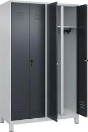 S/W-Gard.-Schrank CLASSICB1200xT500xH1950 mm RAL 7035/7016, 4 Abteile mit 100 mm hohen Füßen Produktbild