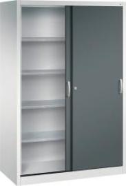 Schiebetürenschrank B1200xT600xH1950 mm RAL 7035/7016,4Fachböden Produktbild
