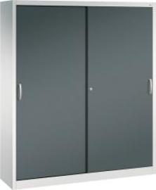 Schiebetürenschrank B1600xT400xH1950 mm RAL 7035/7016,8Fachböden mit Mitteltrennwand Produktbild