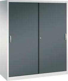 Schiebetürenschrank B1600xT600xH1950 mm RAL 7035/7016,8Fachböden mit Mitteltrennwand Produktbild