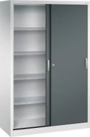 Schiebetürenschrank B1200xT500xH1950 mm RAL 7035/7016,4Fachböden Produktbild