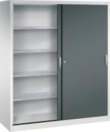 Schiebetürenschrank B1600xT500xH1950 mm RAL 7035/7016,8Fachböden mit Mitteltrennwand Produktbild