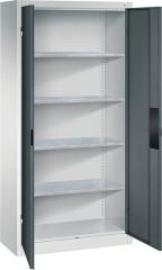 Schwerlastschrank m.TürenB930xT400xH1950 mm RAL 7035, 4 Fachböden Tragkraft 110kg CP Produktbild