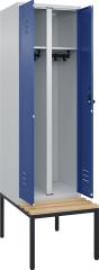S/W-Gard.-Schrank CLASSICB600xT500xH2120 mm RAL 7035/5010, 2 Abteile mit untergeb. Sitzbank Produktbild