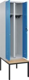 S/W-Gard.-Schrank CLASSICB600xT500xH2120 mm RAL 7035/5012, 2 Abteile mit untergeb. Sitzbank Produktbild