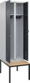 S/W-Gard.-Schrank CLASSICB800xT500xH2120 mm RAL 7035/7016, 2 Abteile mit untergeb. Sitzbank Produktbild