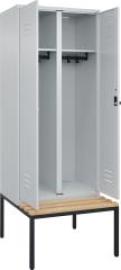 S/W-Gard.-Schrank CLASSICB800xT500xH2120 mm RAL 7035/7035, 2 Abteile mit untergeb. Sitzbank Produktbild