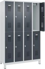 FORMAT Garderobenschrank B1200xT500xH1950 mm RAL7035/7016, 4x2 Abteileu. Füße (Selbstmontage) Produktbild