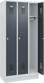 FORMAT Garderobenschrank B900xT500xH1950 mm RAL 7035/7016, 3 Abteile u. Sockel (Selbstmontage) Produktbild