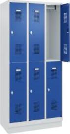 FORMAT Garderobenschrank B900xT500xH1950 mm RAL7035/5010, 3x2 Abteileu. Sockel (Selbstmontage) Produktbild