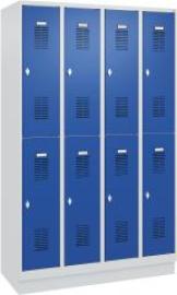 FORMAT Garderobenschrank B1200xT500xH1950 mm RAL7035/5010, 4x2 Abteileu. Sockel (Selbstmontage) Produktbild