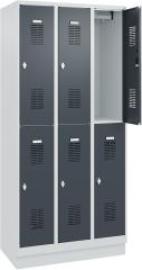 FORMAT Garderobenschrank B900xT500xH1950 mm RAL7035/7016, 3x2 Abteileu. Sockel (Selbstmontage) Produktbild