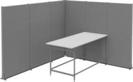 Stellwand Meeting Point B3630xT3130xH2610mm RAL 7037 Tisch B2500xT1070xH1200 Produktbild