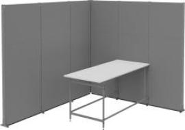 Stellwand Meeting Point B3630xT3130xH3110mm RAL 7037 Tisch B2500xT1070xH1200 Produktbild