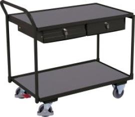 Tischwagen Ladefläche B595xT985 mm 2 Böden 2 Schubladen Tragkraft 250kg RAL 7016 Produktbild