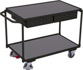 Tischwagen Ladefläche B625xT1175 mm 2 Böden 2 Schubladen Tragkraft 250kg RAL 7016 Produktbild