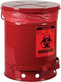 Sicherheitsentsorgungs- behälter, Stahlblech rot , mit Fußtritt B350xT460xH354 mm Produktbild
