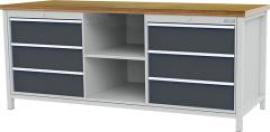 Kastenwerkbank buche MP 6 Schubladen 7035/7016 Traglast 1000kg B2000xT750xH959mm Produktbild