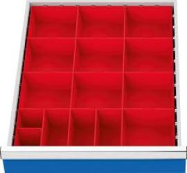 Kleinteilekästen Set 15-teilig rot Blendenhöhe 50 mm B450xT600xH28mm Produktbild