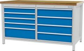 Kastenwerkbank buche MP 9 Schubladen 7035/5012 Traglast 1000kg B1500xT750xH959mm Produktbild