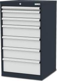 Schubladenschrank B600xT575xH1020 mm RAL7016/7035 7 Schubladen Produktbild