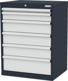 Schubladenschrank B700xT575xH920 mm RAL7016/7035 6 Schubladen Produktbild