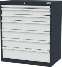 Schubladenschrank B900xT575xH1020 mm RAL7016/7035 7 Schubladen Produktbild